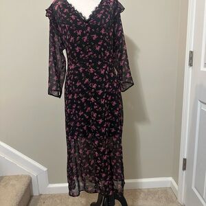 Floral Black & Pink Women's Dress